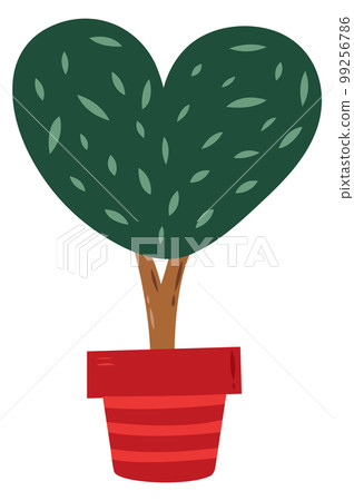 Heart shaped bonsai. Green tree in flowerpot. Romantic gift Heart shaped bonsai. Green tree in flowerpot. Romantic gift 99256786