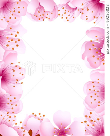 Japanese floral card template. Sakura flowers background 99256828