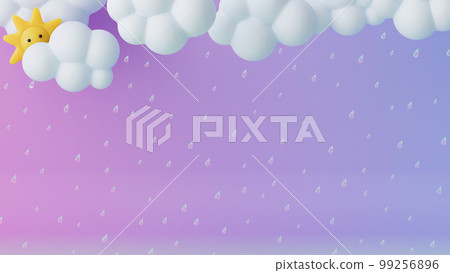 3d rendered sun with clouds and rain. Background for children 3d rendered sun with clouds and rain. Background for children 99256896