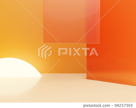 3D Rendering Minimal Studio Shot Pastel Color Transparent Acrylic Board and Round Window with Sunlight Product Display Background for Fashion, Cosmetics and Trendy Products. 99257303
