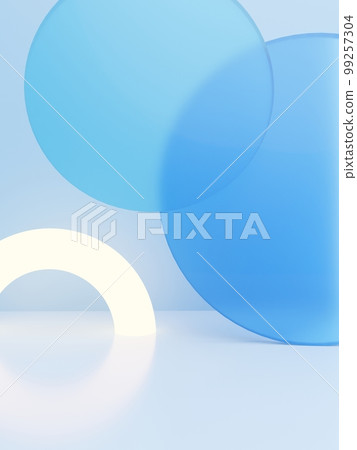 3D Rendering Minimal Studio Shot Pastel Color Transparent Acrylic Board and Round Window with Sunlight Product Display Background for Fashion, Cosmetics and Trendy Products. 99257304