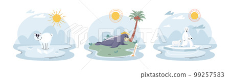 Climate change concept. Global warming metaphor. Temperature rising animal extinction. Environment Day 99257583
