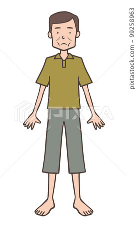 Barefoot skinny middle-aged man, uncle Barefoot skinny middle-aged man, uncle 99258963