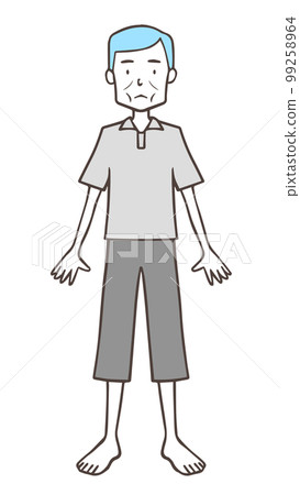 Barefoot skinny middle-aged man, simple Barefoot skinny middle-aged man, simple 99258964