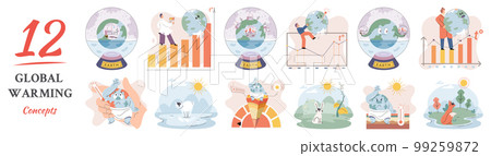 Climate change weather global greenhouse warming risks metaphor concept. Save planet Climate change weather global greenhouse warming risks metaphor concept. Save planet 99259872