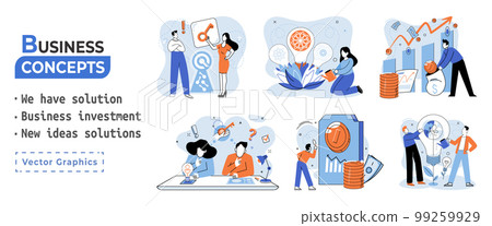 We have solution, business investment, new ideas solution scenes set. Teamwork and brainstorming We have solution, business investment, new ideas solution scenes set. Teamwork and brainstorming 99259929