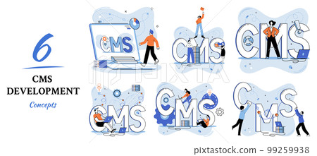 Concept of digital content management system, CMS development software metaphor, program development service technology Concept of digital content management system, CMS development software metaphor, program development service technology 99259938