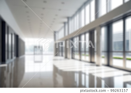 Blur background of empty entrance hall of modern public station or large convention center lobby 99263157