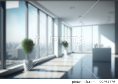 Blur background of empty modern office background in city center . Workspace interior design . 99263176