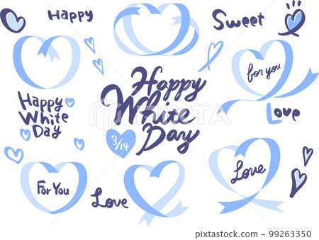 Ribbon heart and handwritten letter white day material 99263350