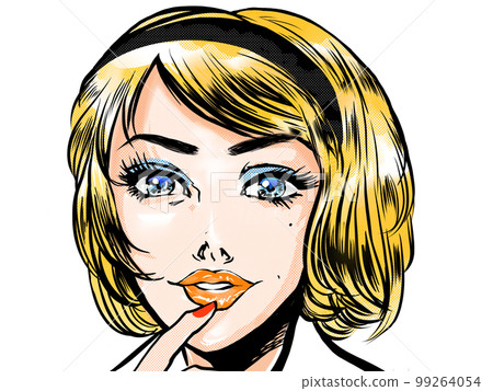 60年代復古風美漫中金髮美人肖像插畫 60年代復古風美漫中金髮美人肖像插畫 99264054