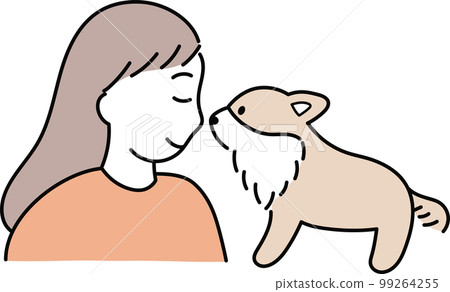 將臉靠近吉娃娃 1 的女人 99264255