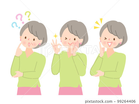 高級女性面部表情插圖集 99264406