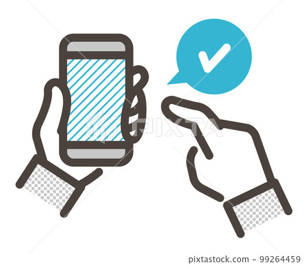 Hands that check by operating a smartphone [vector illustration material without face] 99264459