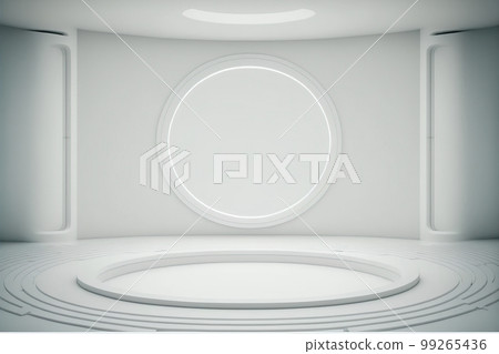 Futuristic stage in a showroom floor with copy space for product display Futuristic stage in a showroom floor with copy space for product display 99265436