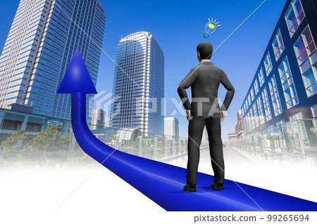 Image of a businessman aiming for the path to success Image of a businessman aiming for the path to success 99265694