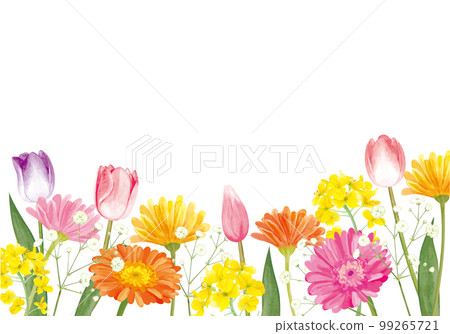 春天的花朵水彩框架背景 99265721