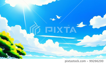 Anime-style refreshing sky, clear sky, blue sky, beautiful clouds, beautiful Anime-style refreshing sky, clear sky, blue sky, beautiful clouds, beautiful 99266200