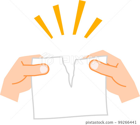 hand tearing paper in half 99266441