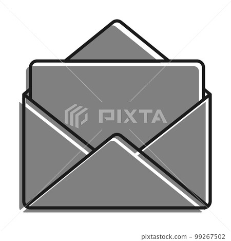 Linear filled with gray color icon. Festive Envelope With Blank White Sheet Of Paper Inside. Greeting Cards And Letters For Christmas And Valentines Day. Simple black and white vector I Linear filled with gray color icon. Festive Envelope With Blank White Sheet Of Paper Inside. Greeting Cards And Letters For Christmas And Valentines Day. Simple black and white vector I 99267502