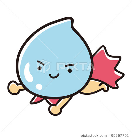 Illustration of light blue drops (moisture, sweat, tears, moisture, etc.) hero character Illustration of light blue drops (moisture, sweat, tears, moisture, etc.) hero character 99267701