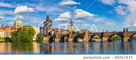 Prague Czech Republic, panorama city skyline at Charles Bridge Vltava River and Prague old town, Czechia Prague Czech Republic, panorama city skyline at Charles Bridge Vltava River and Prague old town, Czechia 99267835
