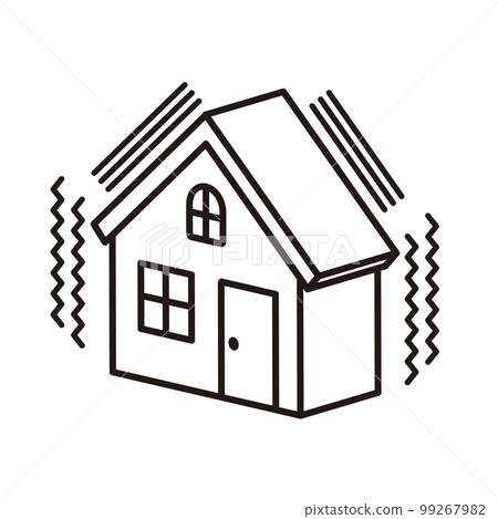 A simple black-and-white illustration of a residential disaster earthquake A simple black-and-white illustration of a residential disaster earthquake 99267982