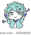 Boy listening to music with headphones Boy listening to music with headphones 99268009