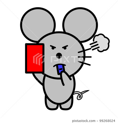 Illustration of a mouse giving a red card Illustration of a mouse giving a red card 99268024
