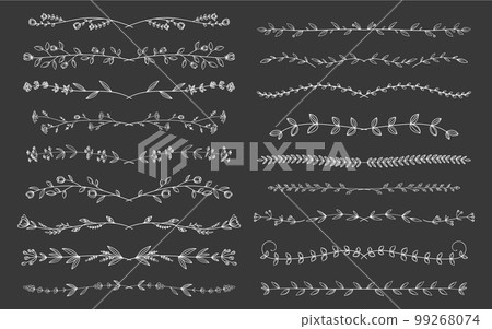 Chalkboard style botanical line set of delicate plants and flowers Vector material 99268074