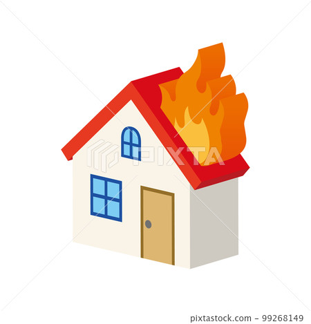 房子和災難火災的簡單三維插圖 99268149