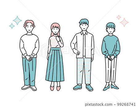 Simple male and female positive standing posture set illustration material 99268741