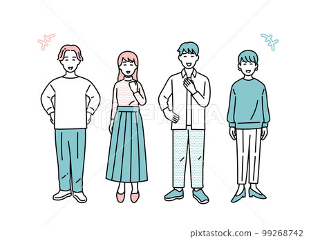Simple male and female positive standing posture set illustration material 99268742