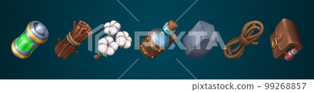 Set of 3d game resource icon. Cartoon level drop Set of 3d game resource icon. Cartoon level drop 99268857