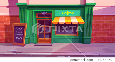 Vintage coffee shop. City cafe storefront exterior 99268869