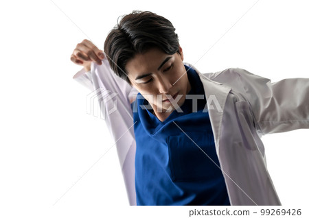 Doctor silhouette wearing a white coat Doctor silhouette wearing a white coat 99269426