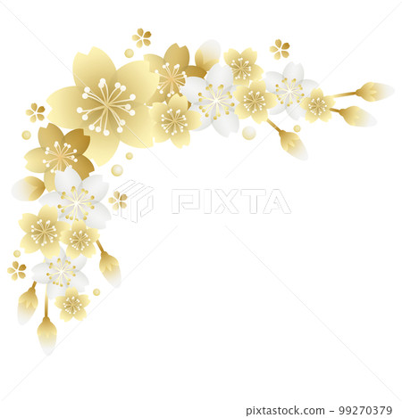 白色和金色櫻花角框 99270379