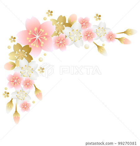 粉色和金色櫻花角框 粉色和金色櫻花角框 99270381
