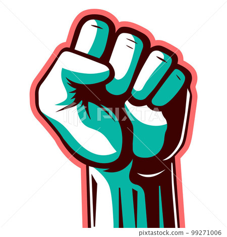 man fist raised up. symbol of struggle. 99271006