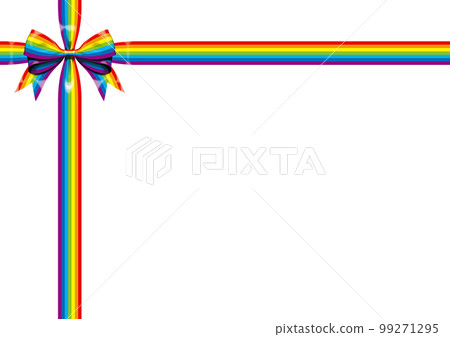 五顏六色的彩虹絲帶裝飾框架 99271295