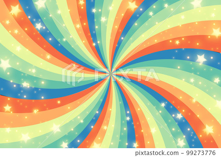 Retro sunburst background with stars and glitter. Vintage swirl striped pattern. Twisted rays in 60-70s design. Vector wallpaper Retro sunburst background with stars and glitter. Vintage swirl striped pattern. Twisted rays in 60-70s design. Vector wallpaper 99273776