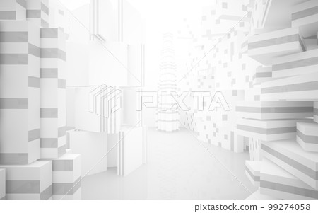 Abstract white interior of the future. 3D illustration and rendering 99274058