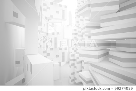 Abstract white interior of the future. 3D illustration and rendering 99274059