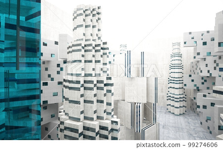 Empty dark abstract concrete smooth interior . Architectural background. 3D illustration and rendering Empty dark abstract concrete smooth interior . Architectural background. 3D illustration and rendering 99274606