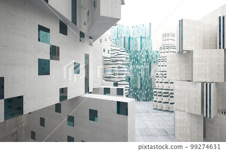 Empty dark abstract concrete smooth interior . Architectural background. 3D illustration and rendering Empty dark abstract concrete smooth interior . Architectural background. 3D illustration and rendering 99274631