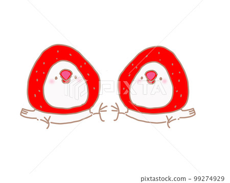 A white sparrow with a strawberry headgear A white sparrow with a strawberry headgear 99274929