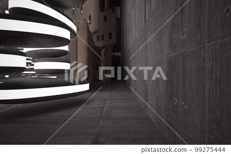 Abstract white and brown concrete parametric interior. 3D illustration and rendering. Abstract white and brown concrete parametric interior. 3D illustration and rendering. 99275444