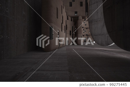 Abstract white and brown concrete parametric interior. 3D illustration and rendering. 99275445