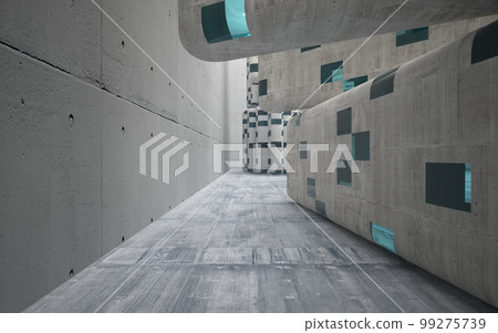 Empty dark abstract concrete and wood smooth interior. Architectural background. 3D illustration and rendering Empty dark abstract concrete and wood smooth interior. Architectural background. 3D illustration and rendering 99275739
