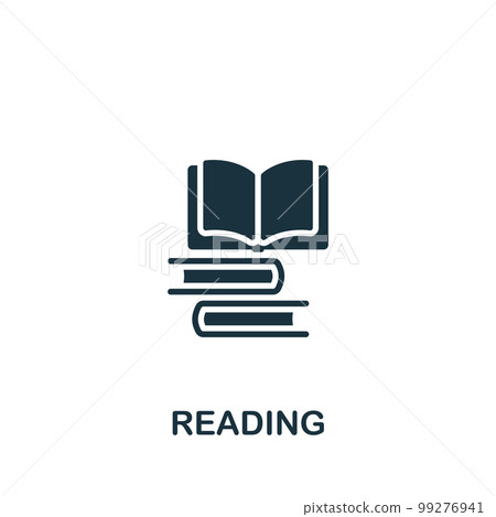 Reading icon. Monochrome simple sign from hobby collection. Reading icon for logo, templates, web design and infographics. 99276941